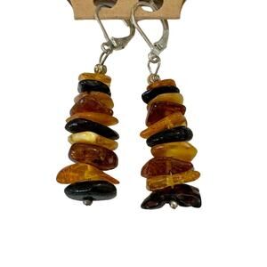 Baltic Amber Earrings Layered Multi-Color Polished (E201)